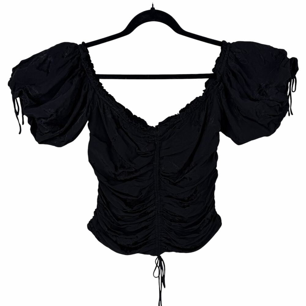 Gothic Cropped Milkmaid Top Womens Medium Puff Sleeve Witchy Whimsygoth Ren